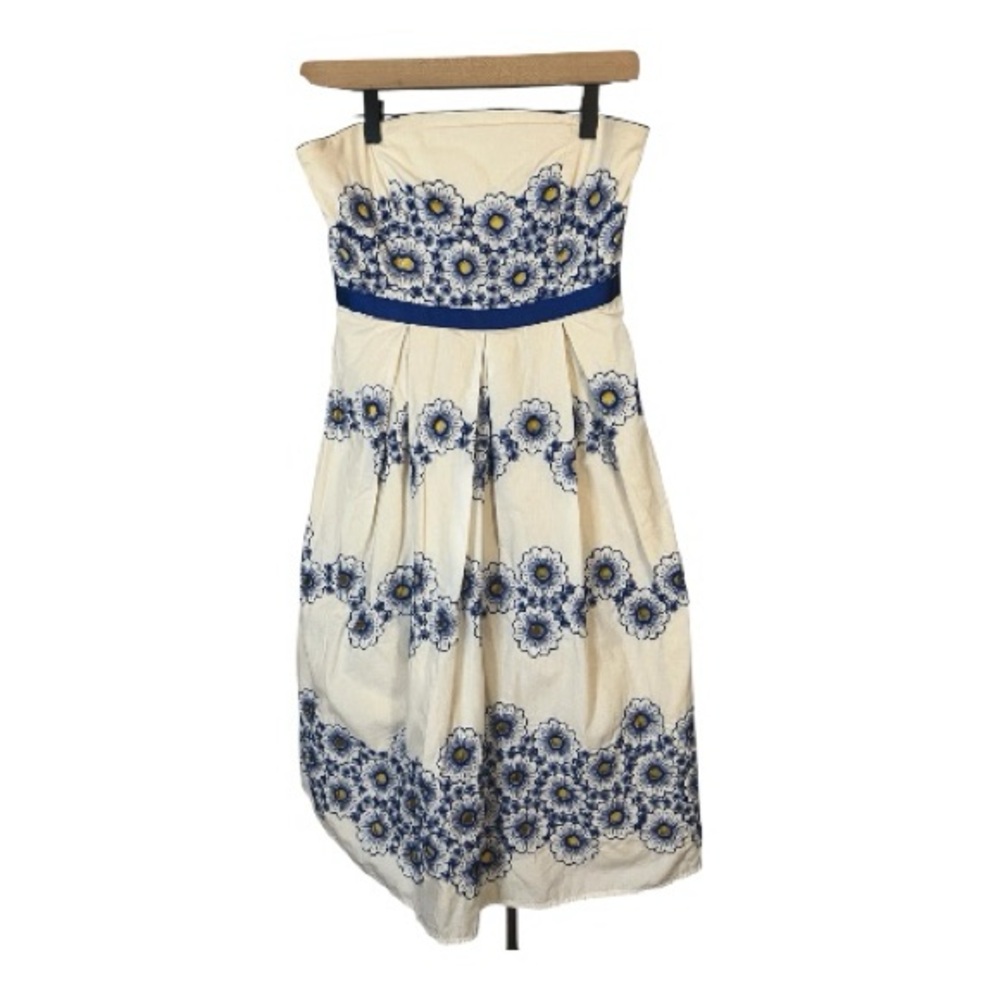 Moulinette Saeurs Anthropologie Strapless Embroidered Floral  Dress